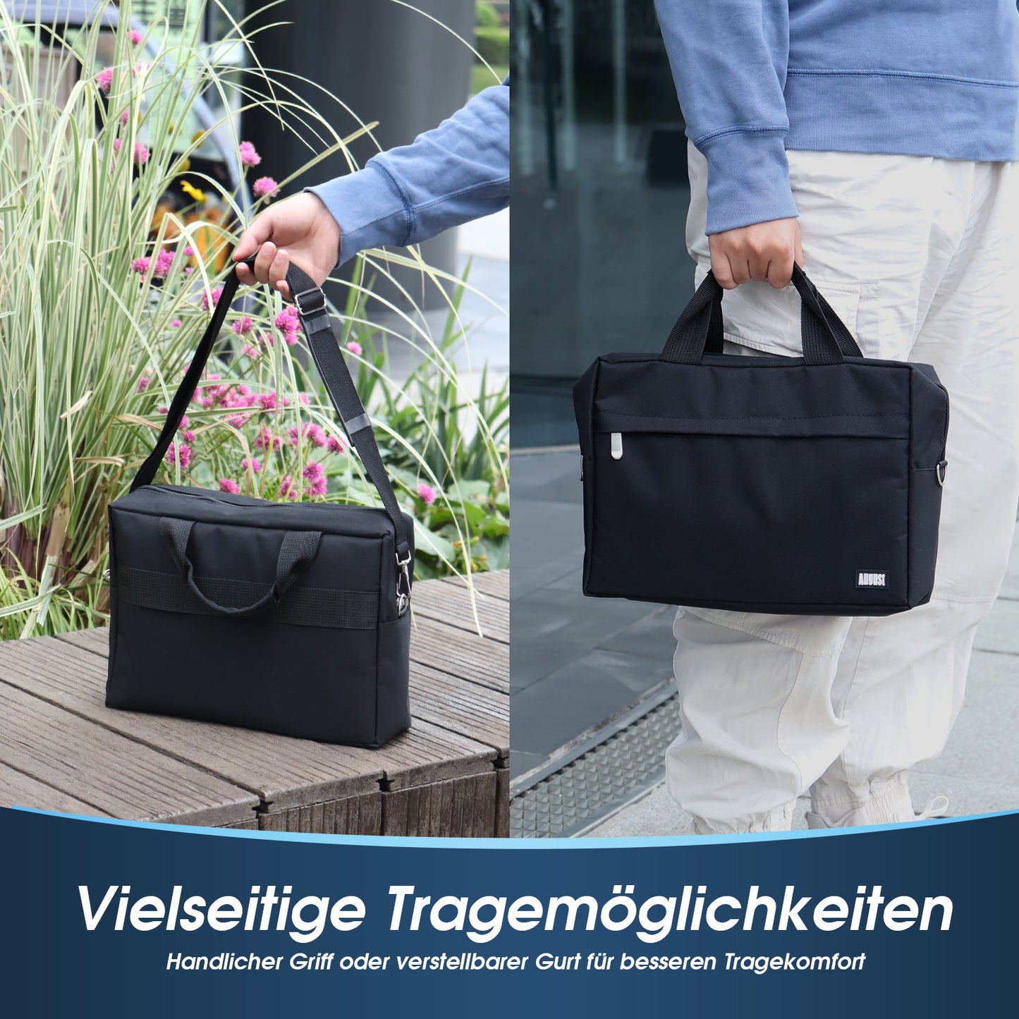 BAG383 Schwarze Umhängetasche 13 Zoll