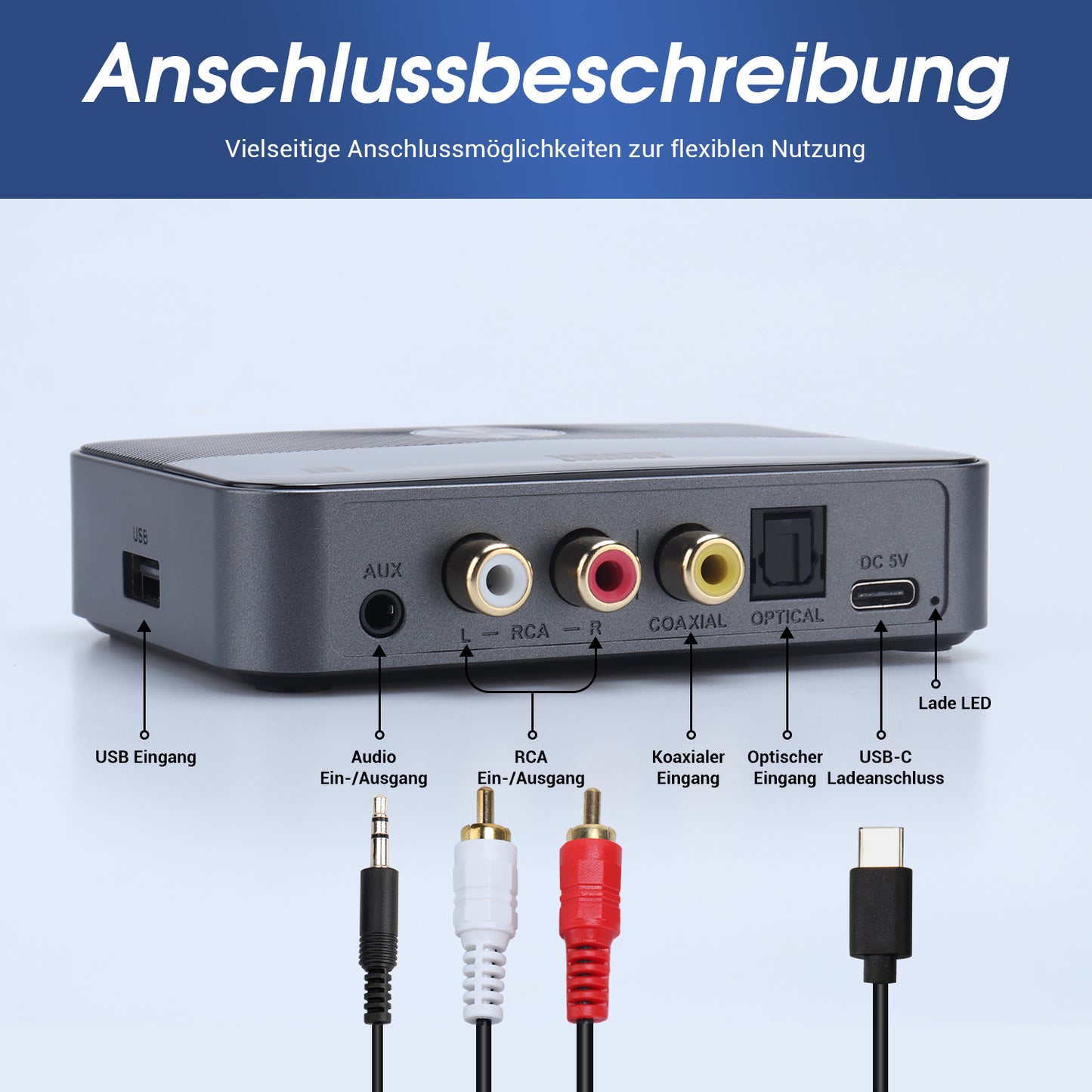 Bluetooth-Audio-Sender und Empfänger mit USB-Wiedergabe - August MR285