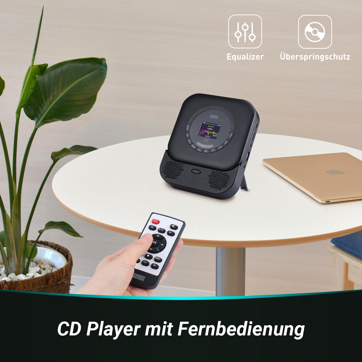 Tragbarer Musik-CD-Player mit Bluetooth und MP3-USB-Anschluss sowie integriertem Lautsprecher SE15
