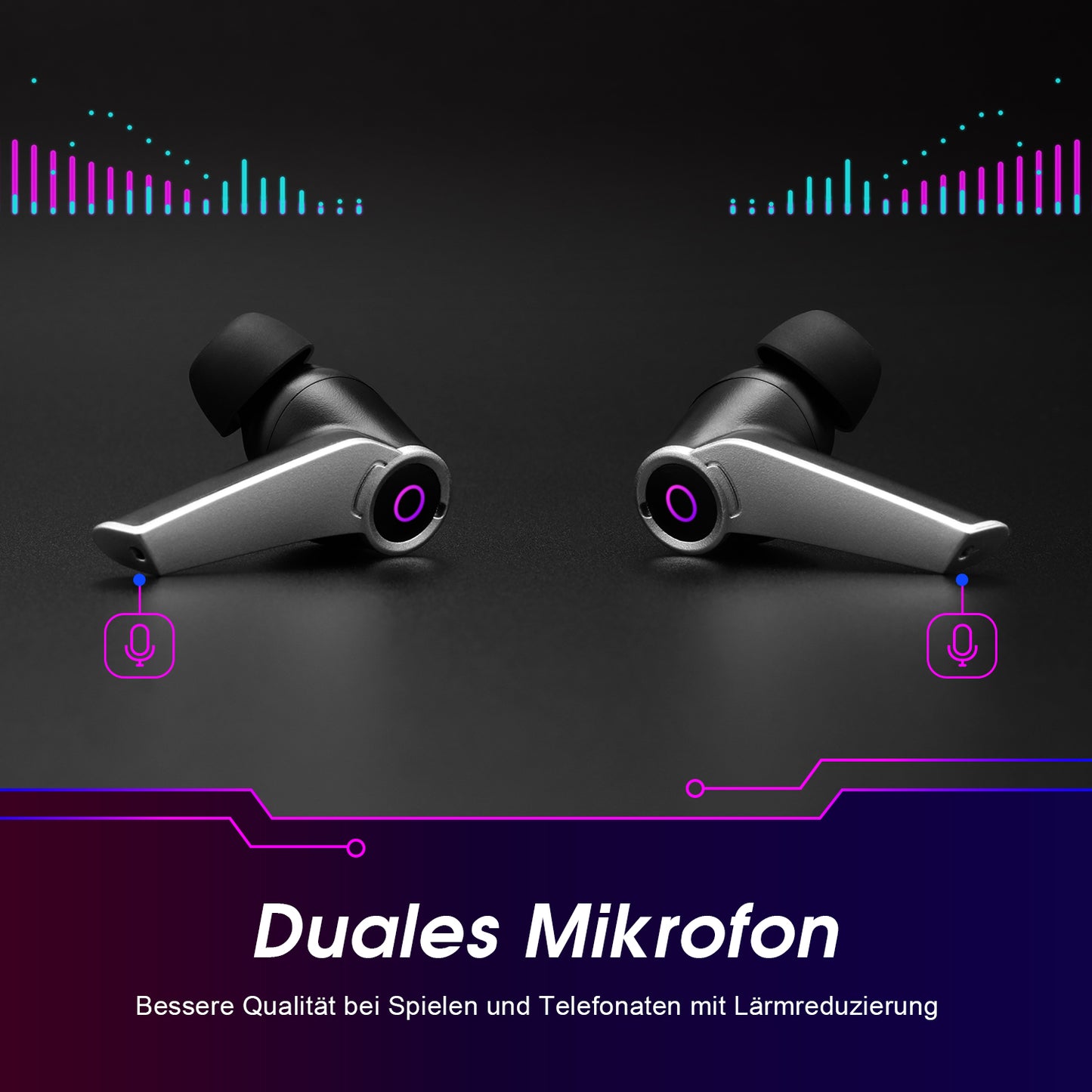 Gaming Ohrhörer Bluetooth 5.0 True Wireless - August EPG500B - Duales Mikrofon, Low Latency, IPX4-Wasserbeständigkeit, 40 Stunden Akkulaufzeit - Daffodil Germany GmbH