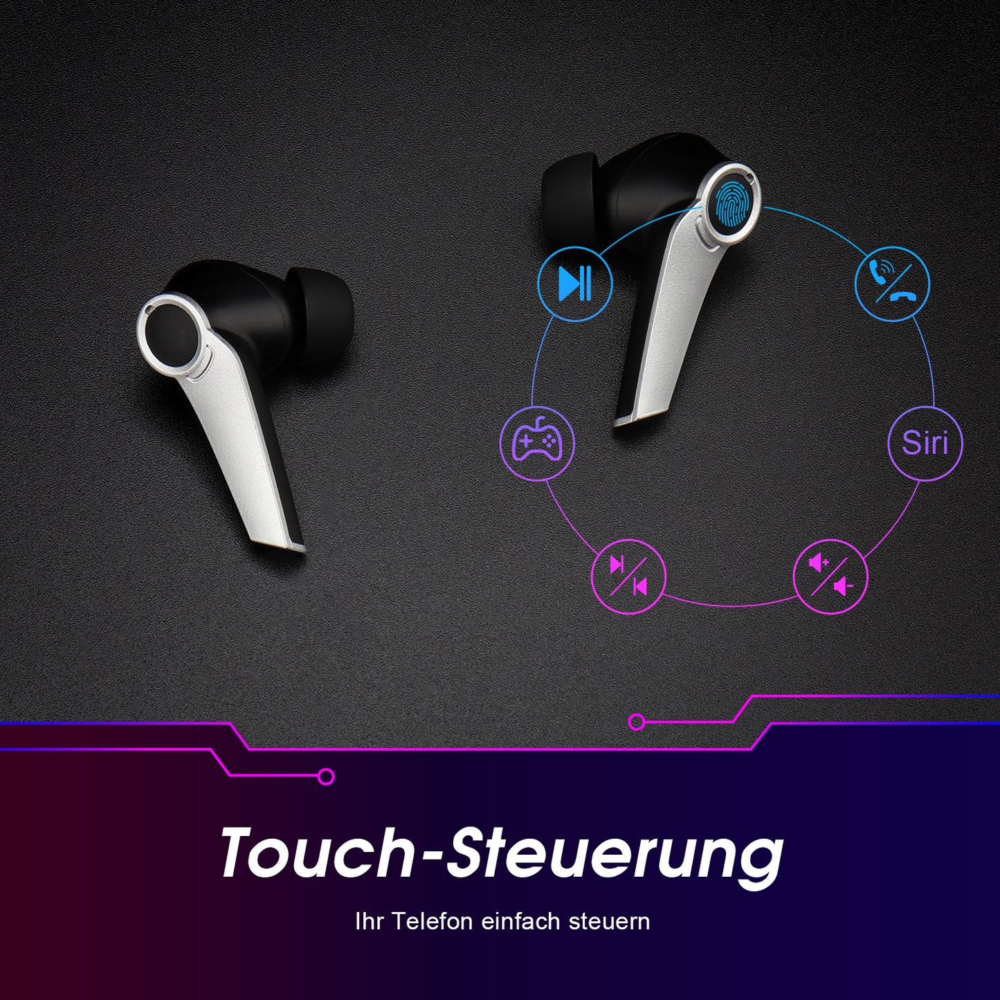 Gaming Ohrhörer Bluetooth 5.0 True Wireless - August EPG500B - Duales Mikrofon, Low Latency, IPX4-Wasserbeständigkeit, 40 Stunden Akkulaufzeit - Daffodil Germany GmbH