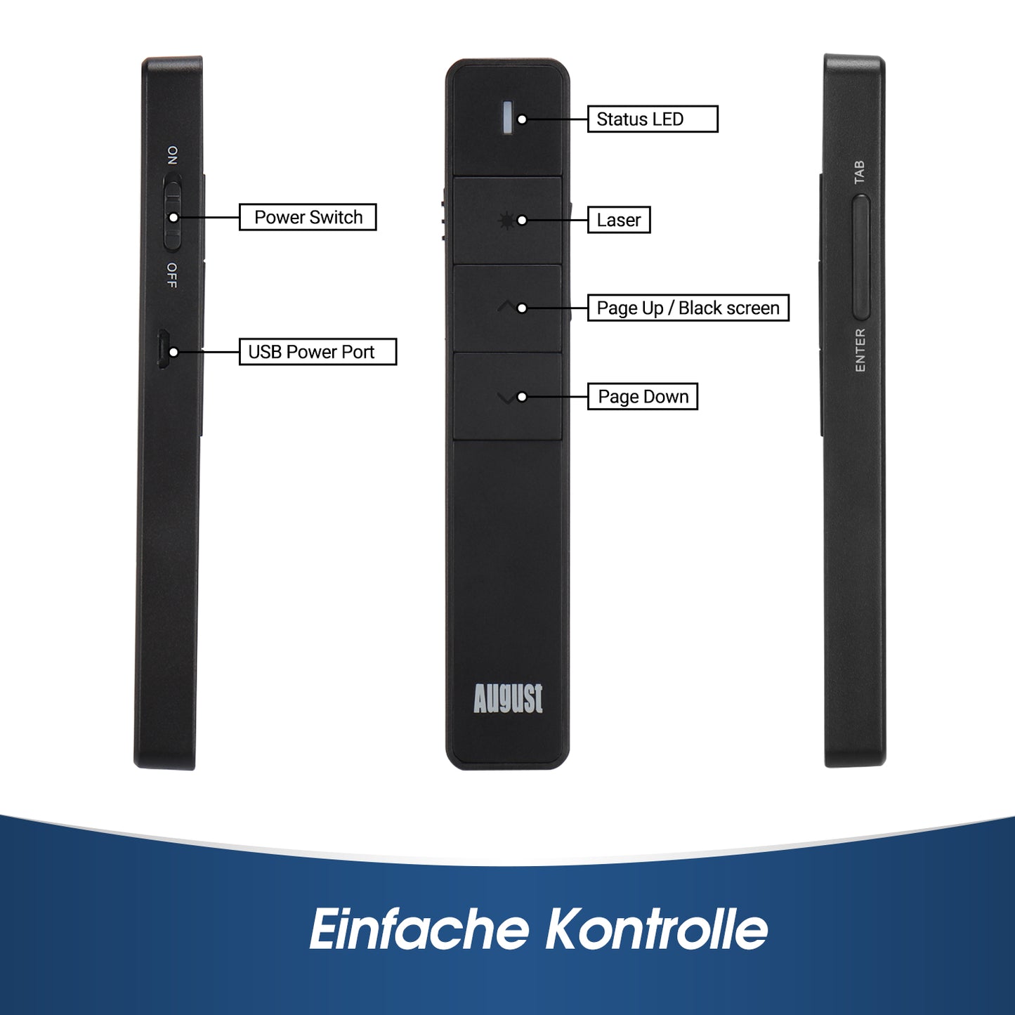 August LP210 - Schnurloser Presenter mit Laserpointer und integriertem Akku - Daffodil Germany GmbH