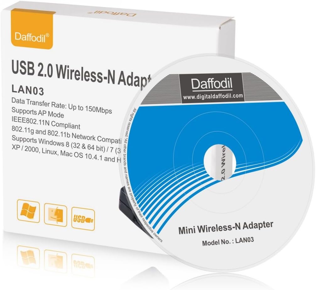 USB Drahtlos WLAN Netzwerk Adapter PC Laptop 2.4Ghz - Daffodil LAN03