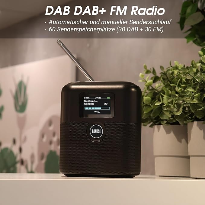 Tragbarer Akku DAB FM Radio Bluetooth Lautsprecher LCD Bildschirm - August MB330