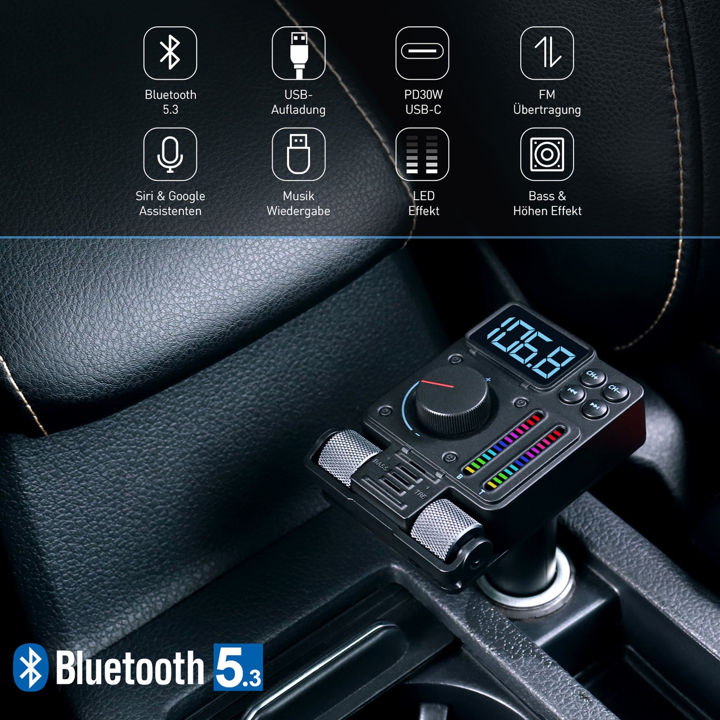 Kabelloser Bluetooth Audiosender für das Auto FM MP3 USB Player - August CR235B