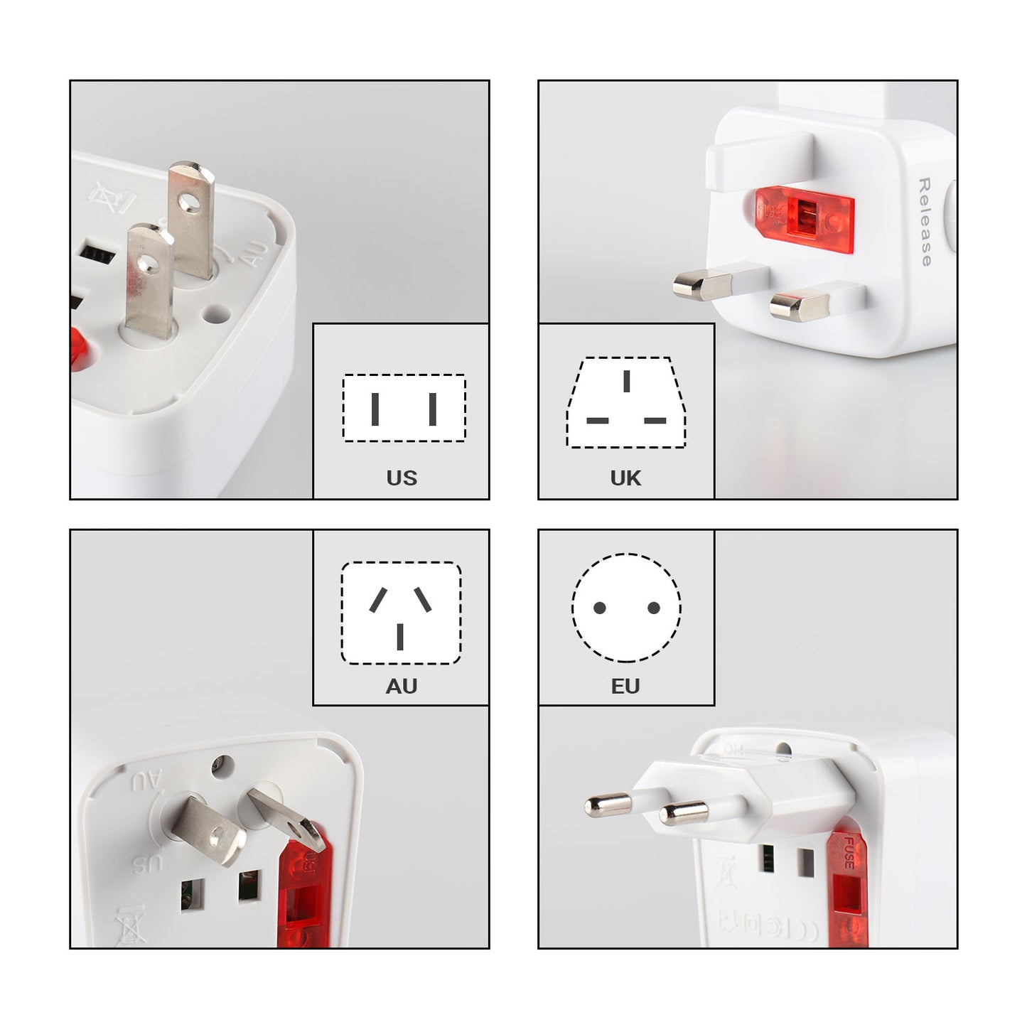 Weltreise Stromadapter Reiseadapter USB Anschluss UK EU AU US Universalstecker Daffodil WAP150