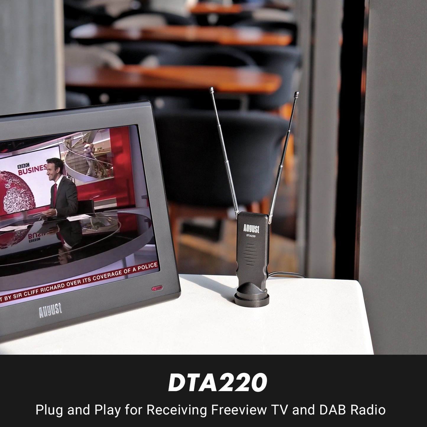 Tragbare DVB-T2 Teleskopantenne UHF M.265 Saugfuß - August DTA220