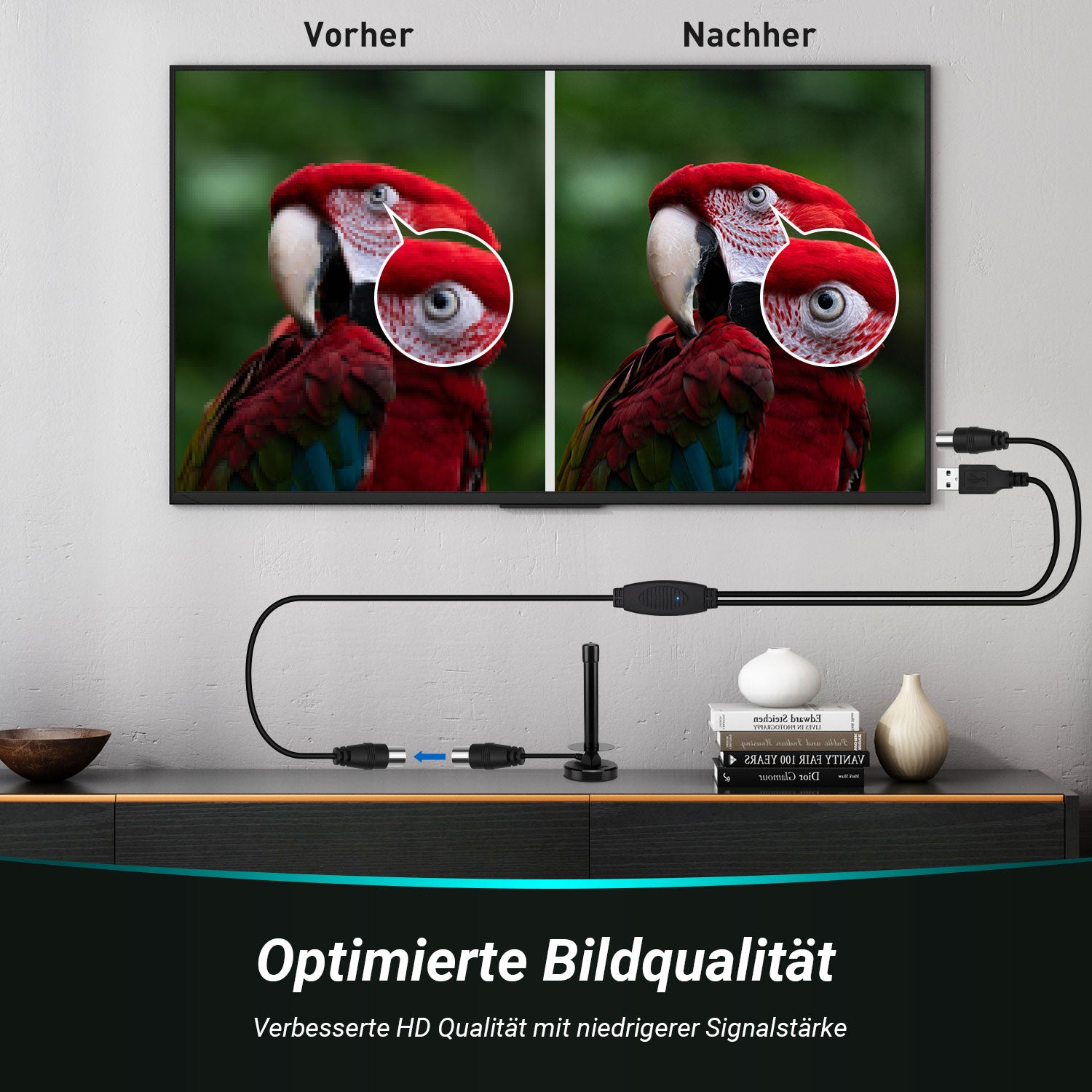 Antennenverstärker zur Signalverstärkung für digitale Koaxial TV-Antenne DTB115