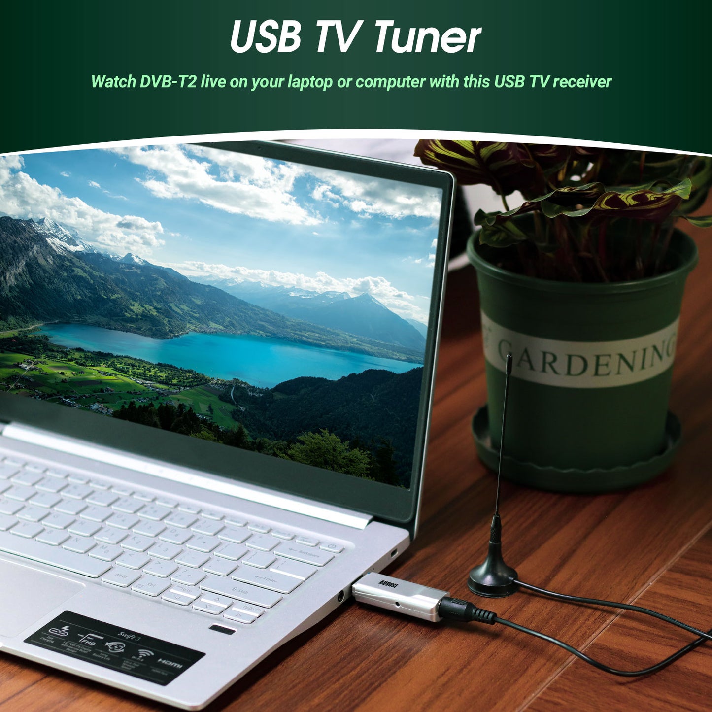 USB DVB-T2 Empfänger HD Windows Terrestrischer Stick - August DVB-T210