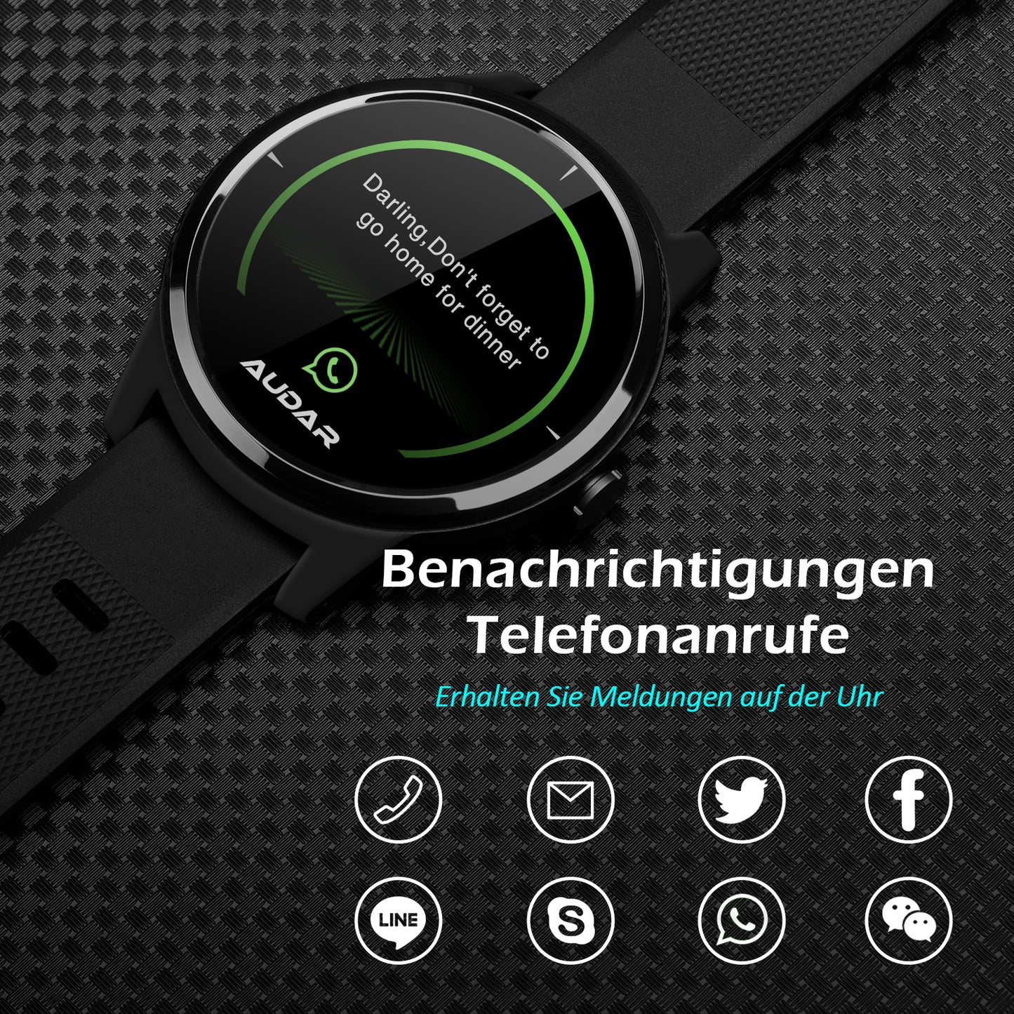 Smart Fitness Gesundheitsmonitor-Uhr EKG, Blutdruck & Herzfrequenz, 10 Tage Akku – Audar E1