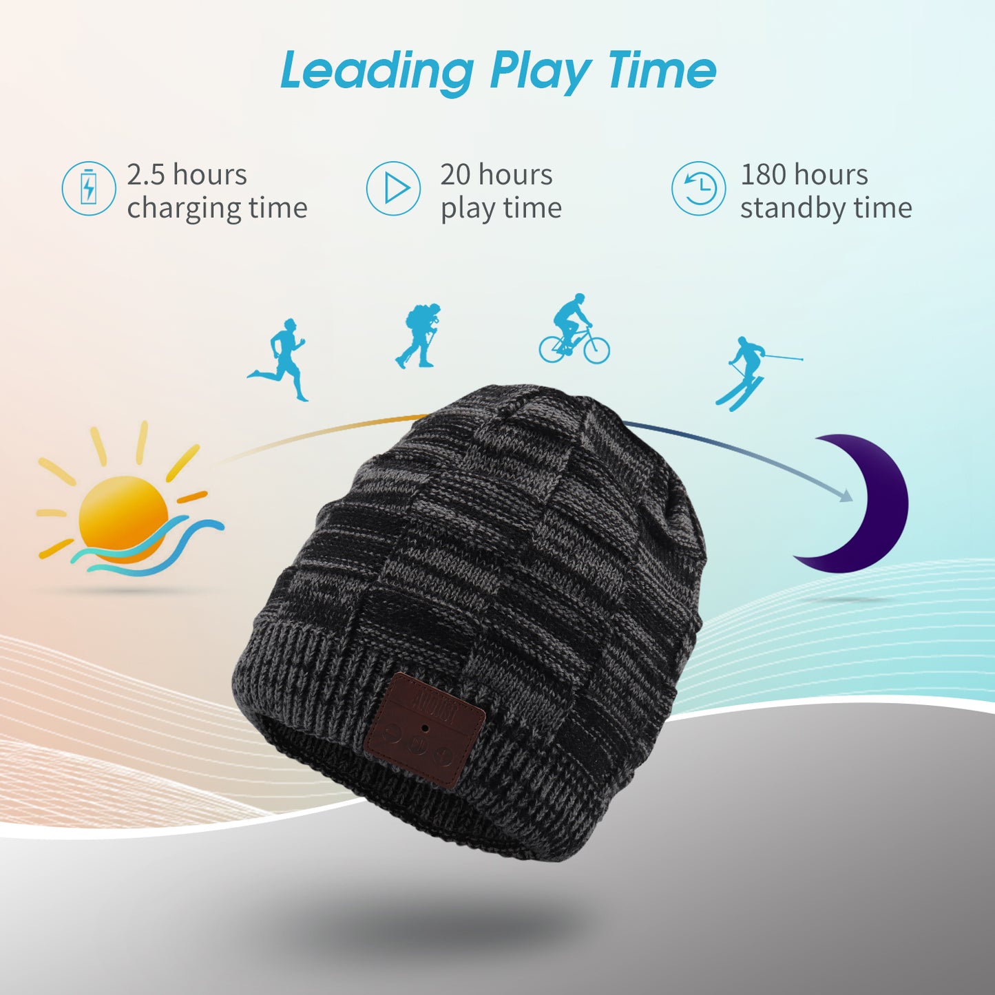 Wiederaufladbarer drahtloser Bluetooth Beanie Hat Kopfhörer mit Mikrofon August EPA25