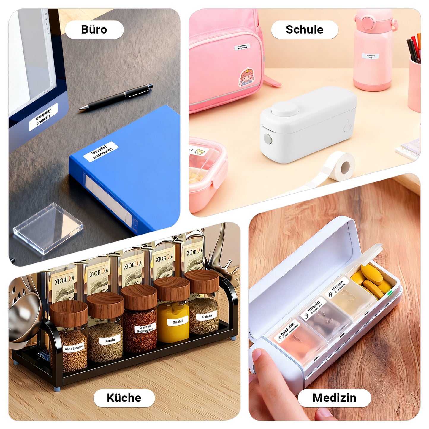 Tragbarer, tintenloser Thermodrucker mit Bluetooth, Klebeband, Schneidevorrichtung und Akku – August LBP160W