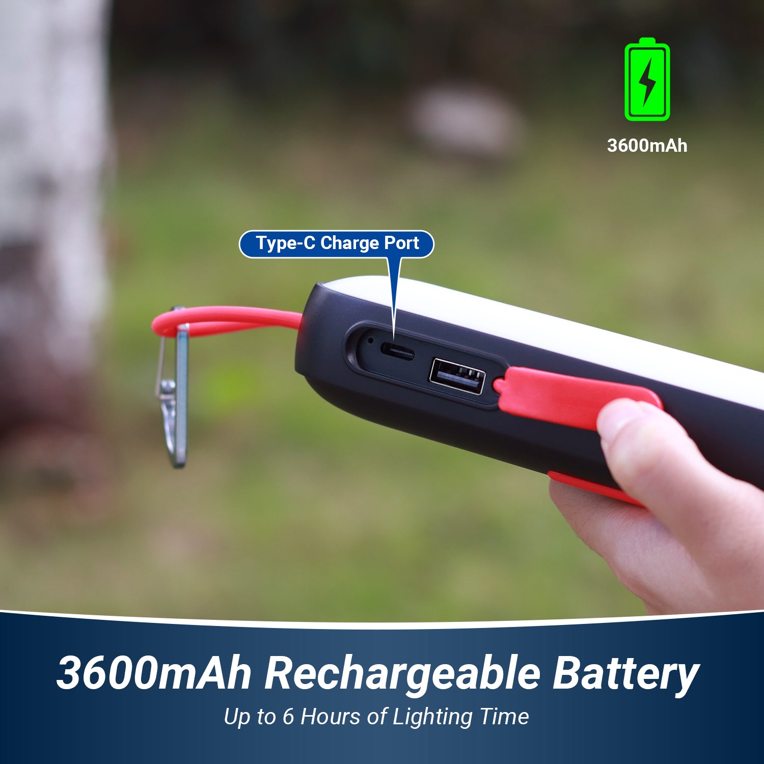 Wiederaufladbare LED Taschenlampe mit Rotlicht SOS-Modus & Camping Powerbank – LEC600