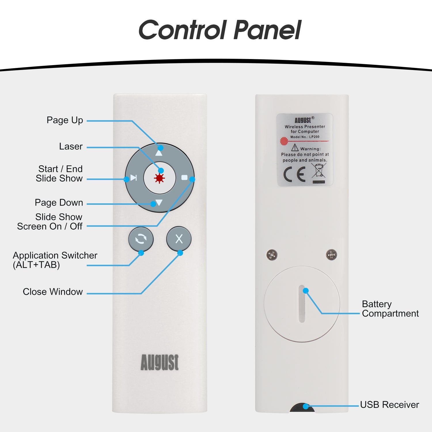 USB PowerPoint Präsentation Fernsteuerung Laser Zeiger - August LP200