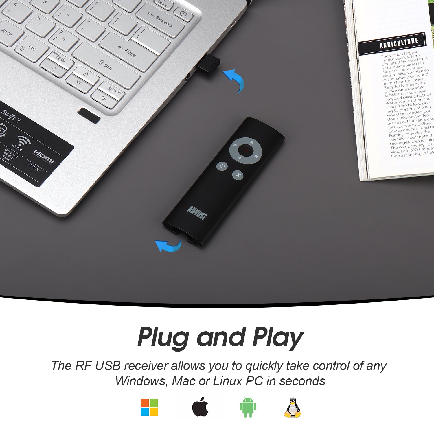 USB PowerPoint Präsentation Fernsteuerung Laser Zeiger - August LP200