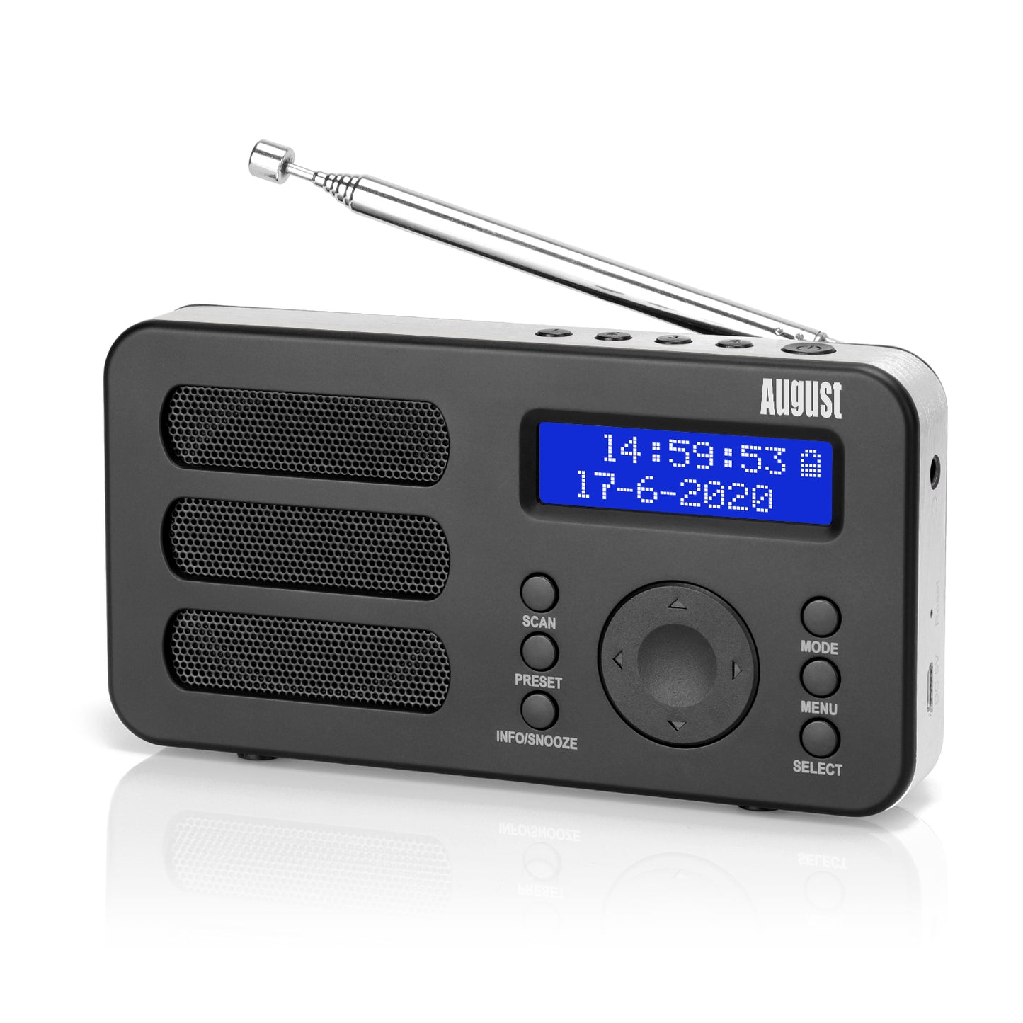 [B-Ware] Tragbarer DAB+ FM Alarm Radiowecker Wiederaufladbar AUX - August MB225