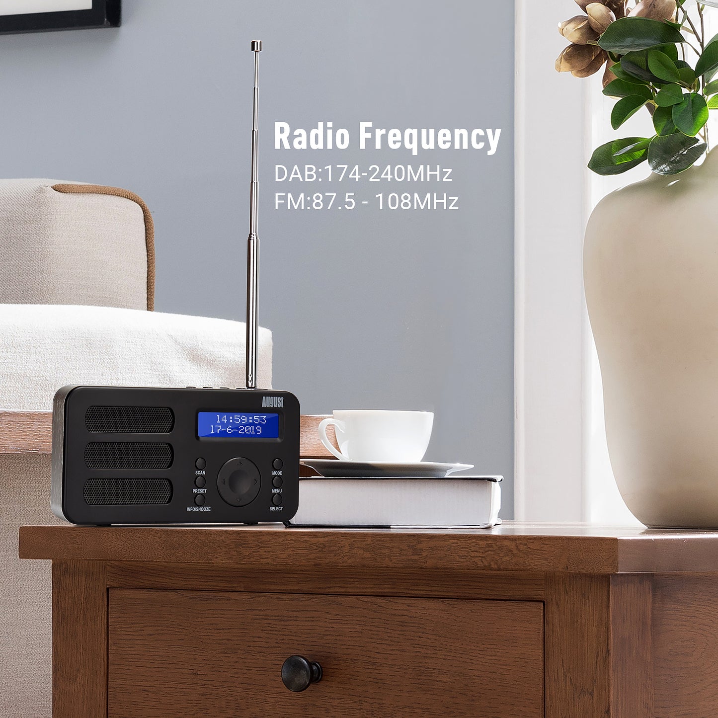 [B-Ware] Tragbarer DAB+ FM Alarm Radiowecker Wiederaufladbar AUX - August MB225