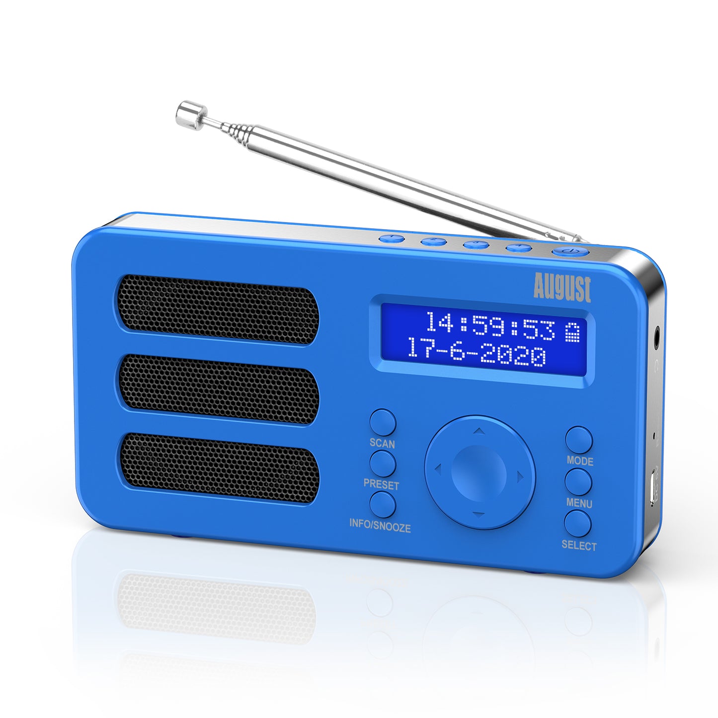 [B-Ware] Tragbarer DAB+ FM Alarm Radiowecker Wiederaufladbar AUX - August MB225