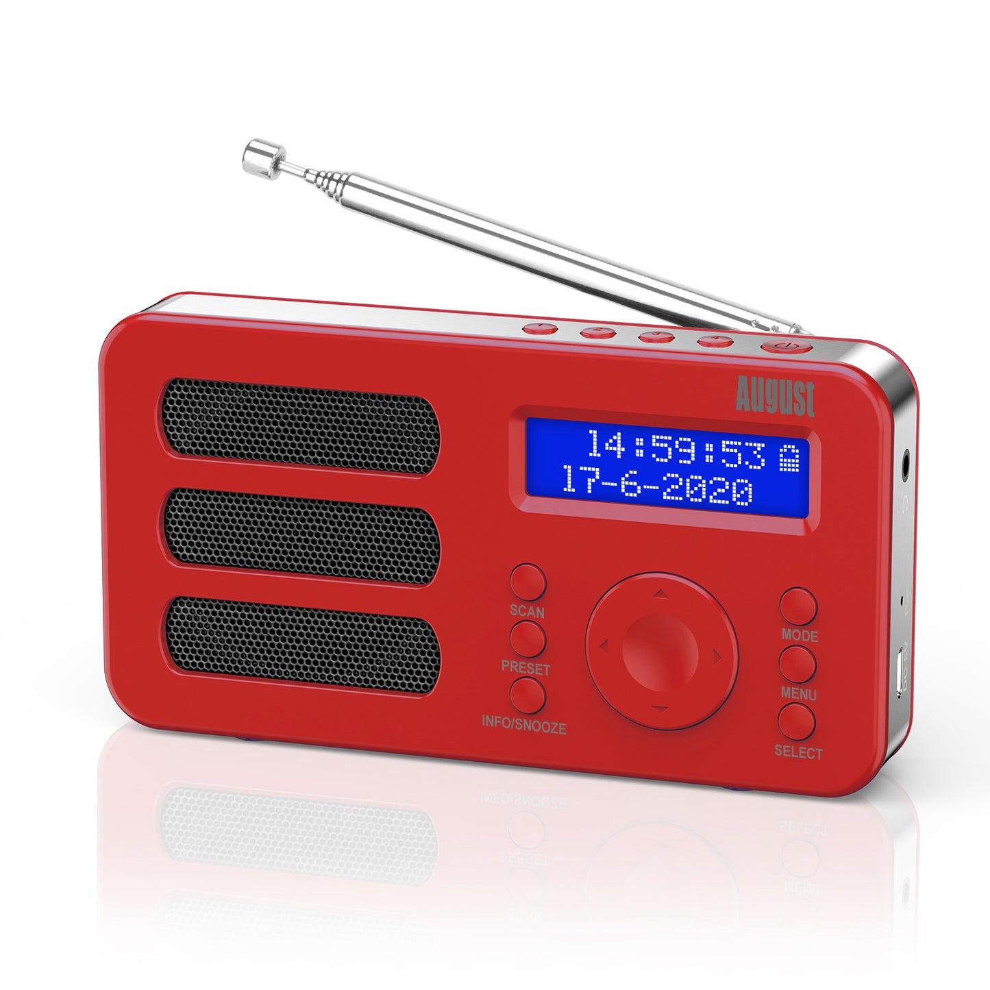 [B-Ware] Tragbarer DAB+ FM Alarm Radiowecker Wiederaufladbar AUX - August MB225