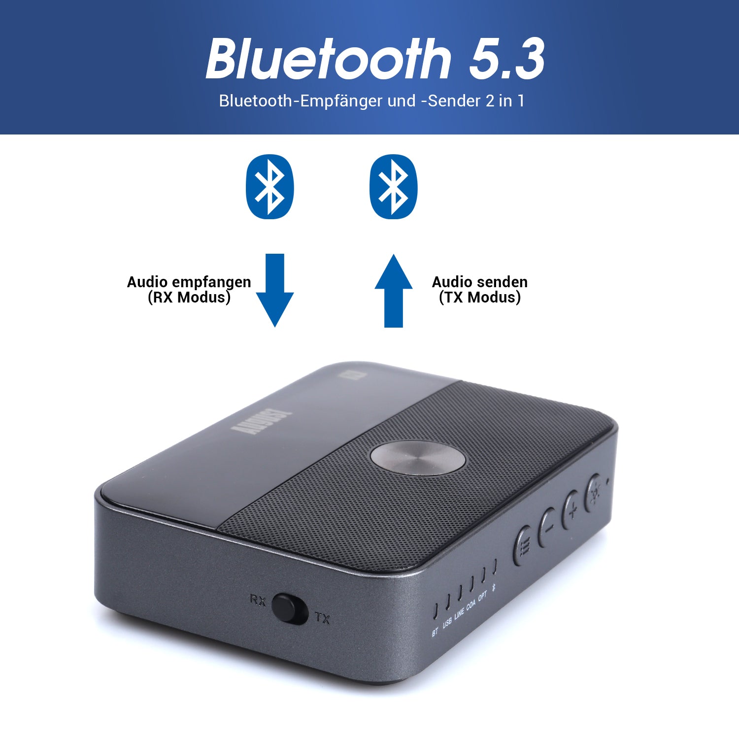 Bluetooth-Audio-Sender und Empfänger mit USB-Wiedergabe - August MR285