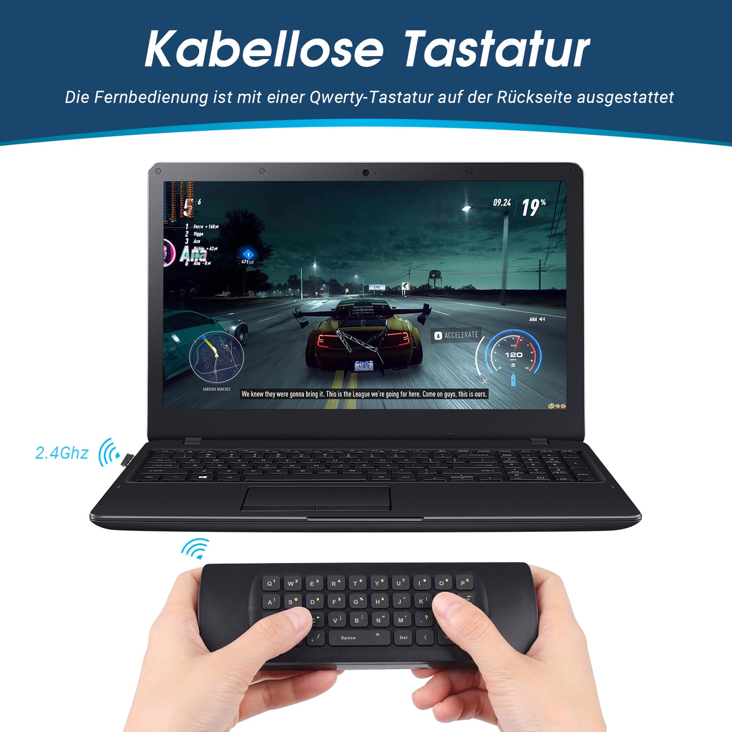 Drahtlose QWERTY Tastatur Air Mouse für PC Nvidea Shield - August PCR500