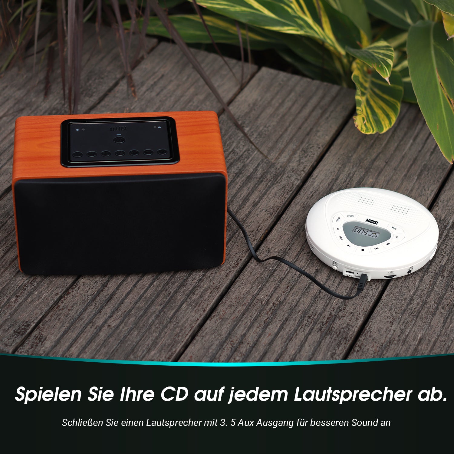 [B-Ware] Tragbarer CD Player Stereo Lautsprecher Retro Walkman Anti Skip SD - August SE10