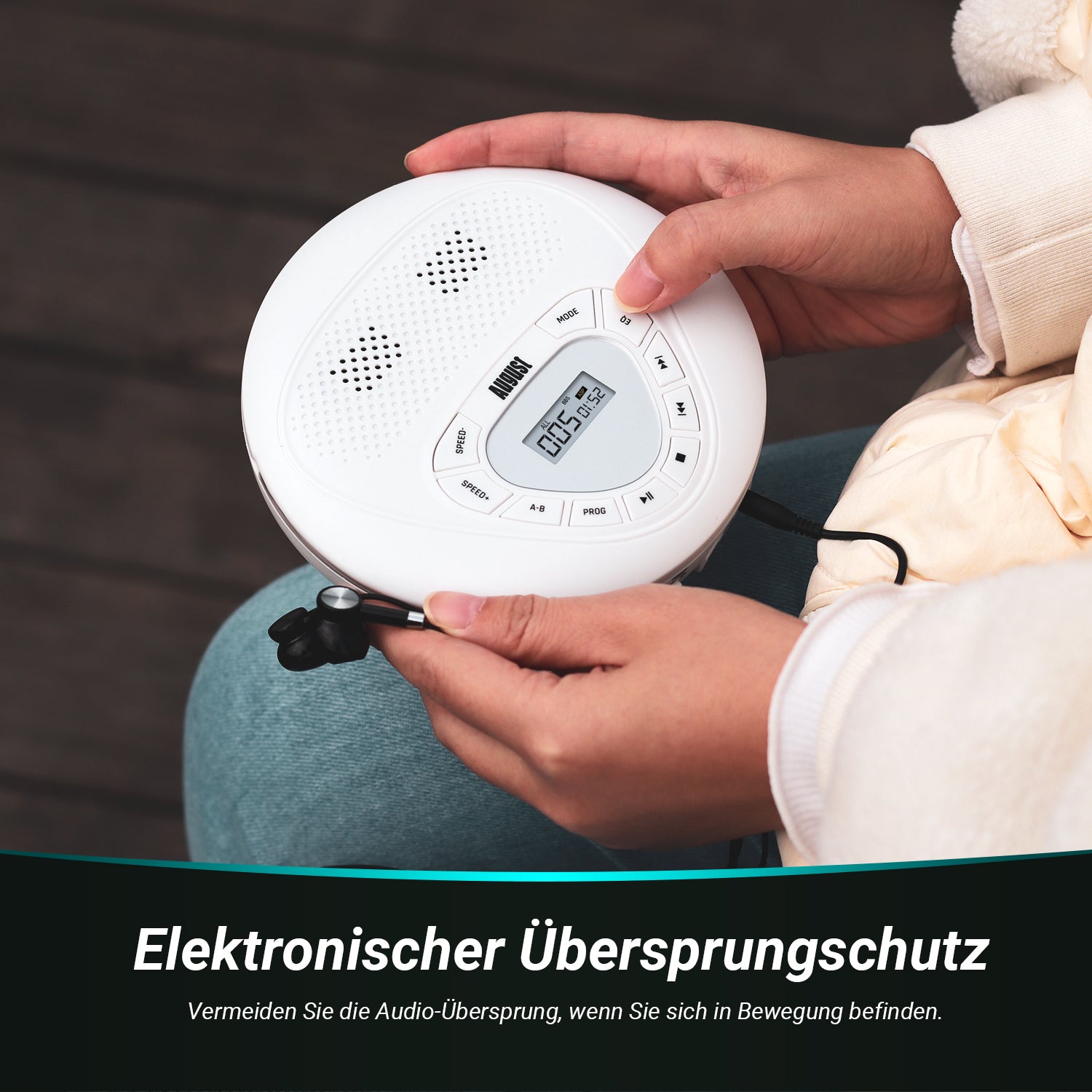 [B-Ware] Tragbarer CD Player Stereo Lautsprecher Retro Walkman Anti Skip SD - August SE10