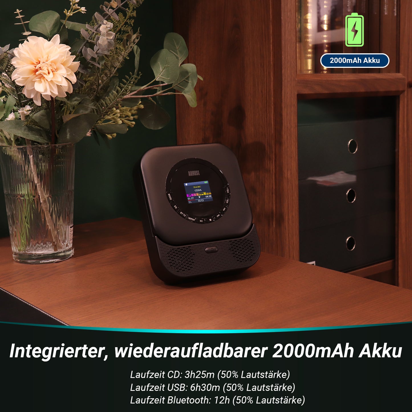 Tragbarer Musik CD-Player mit Bluetooth und MP3-USB Lautsprecher SE15