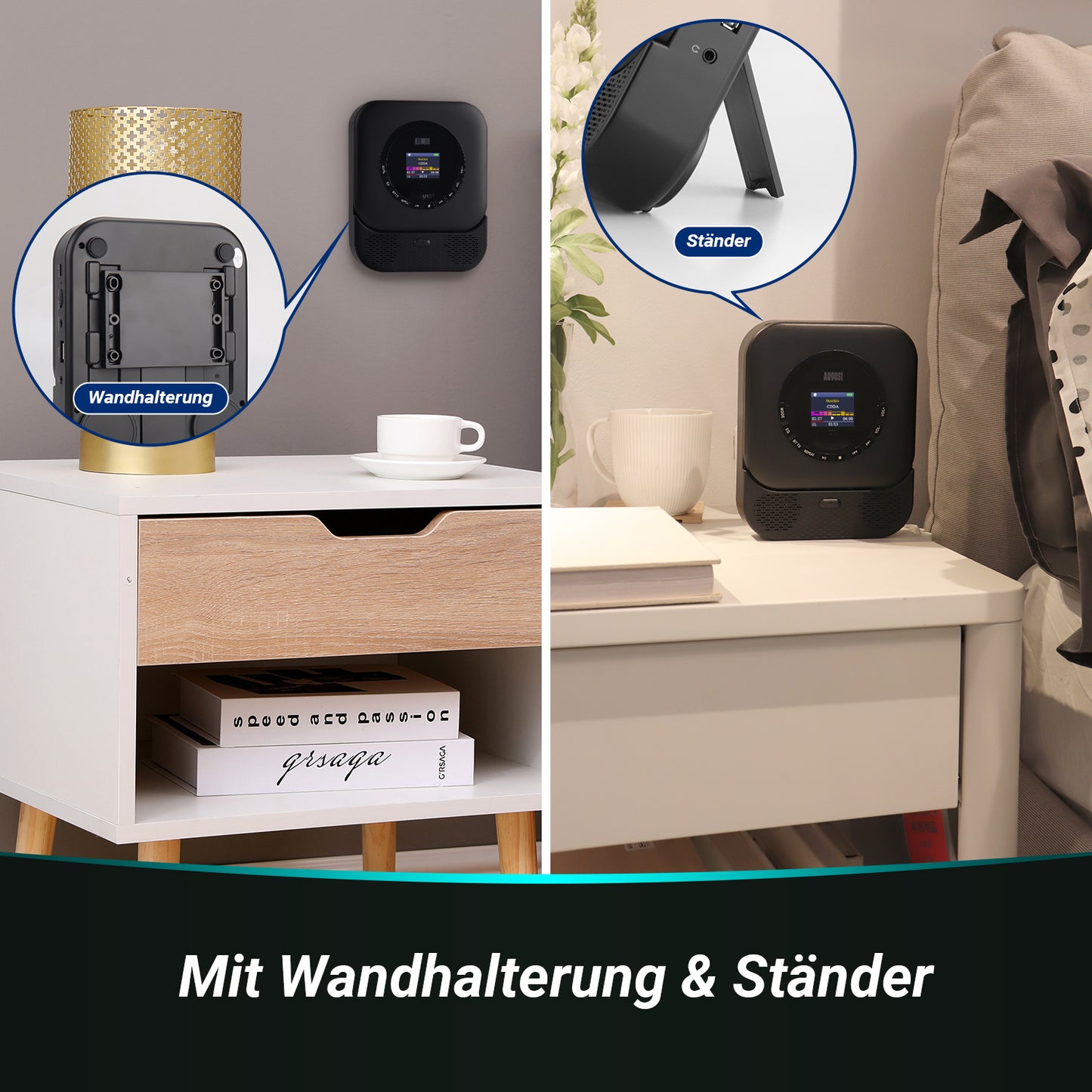 Tragbarer Musik CD-Player mit Bluetooth und MP3-USB Lautsprecher SE15