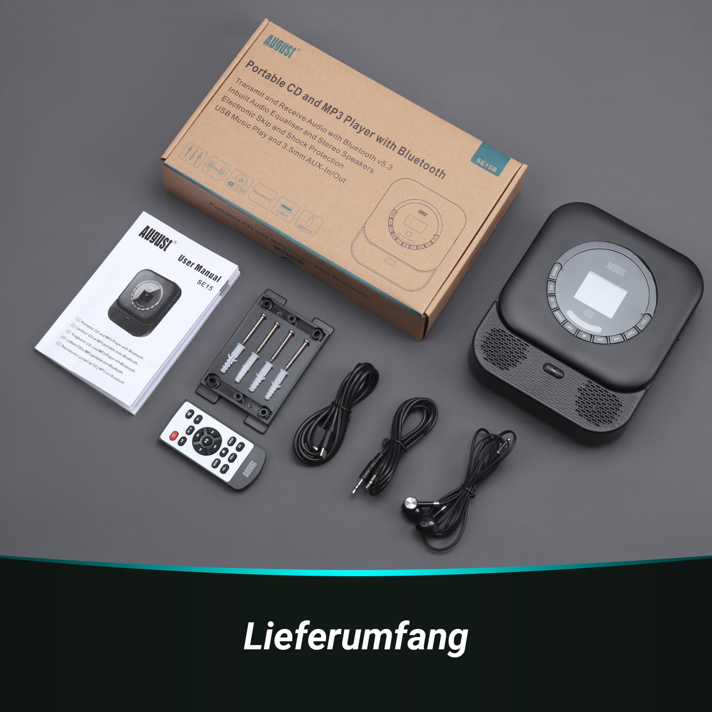 Tragbarer Musik CD-Player mit Bluetooth und MP3-USB Lautsprecher SE15