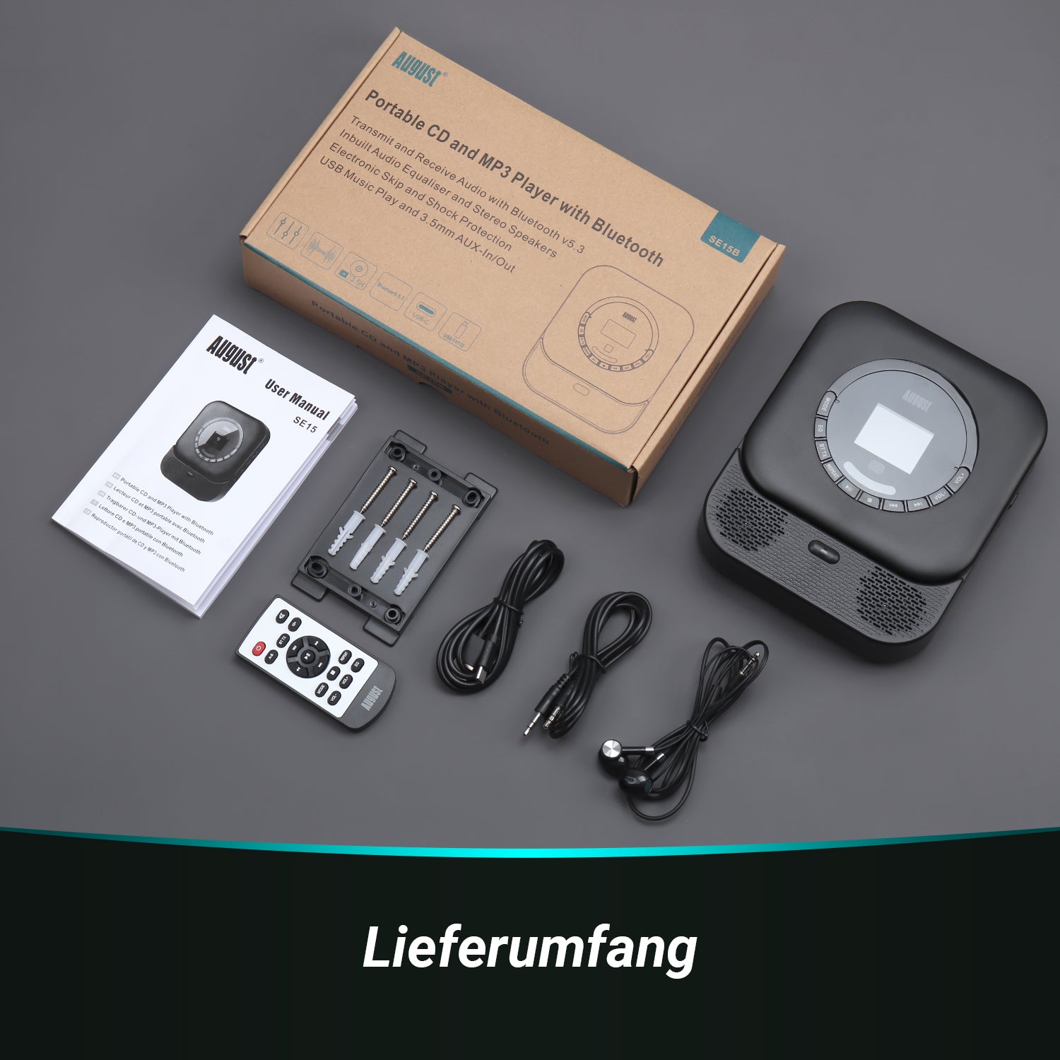 Tragbarer Musik CD-Player mit Bluetooth und MP3-USB Lautsprecher SE15