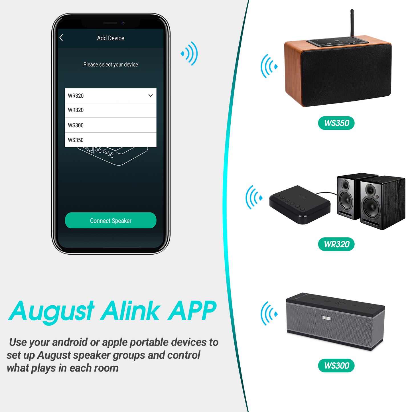 [B-Ware] Drahtlos WiFi Bluetooth Audio Musikempfänger Multiroom Adapter für Lautsprechersystem HiFi August WR320B