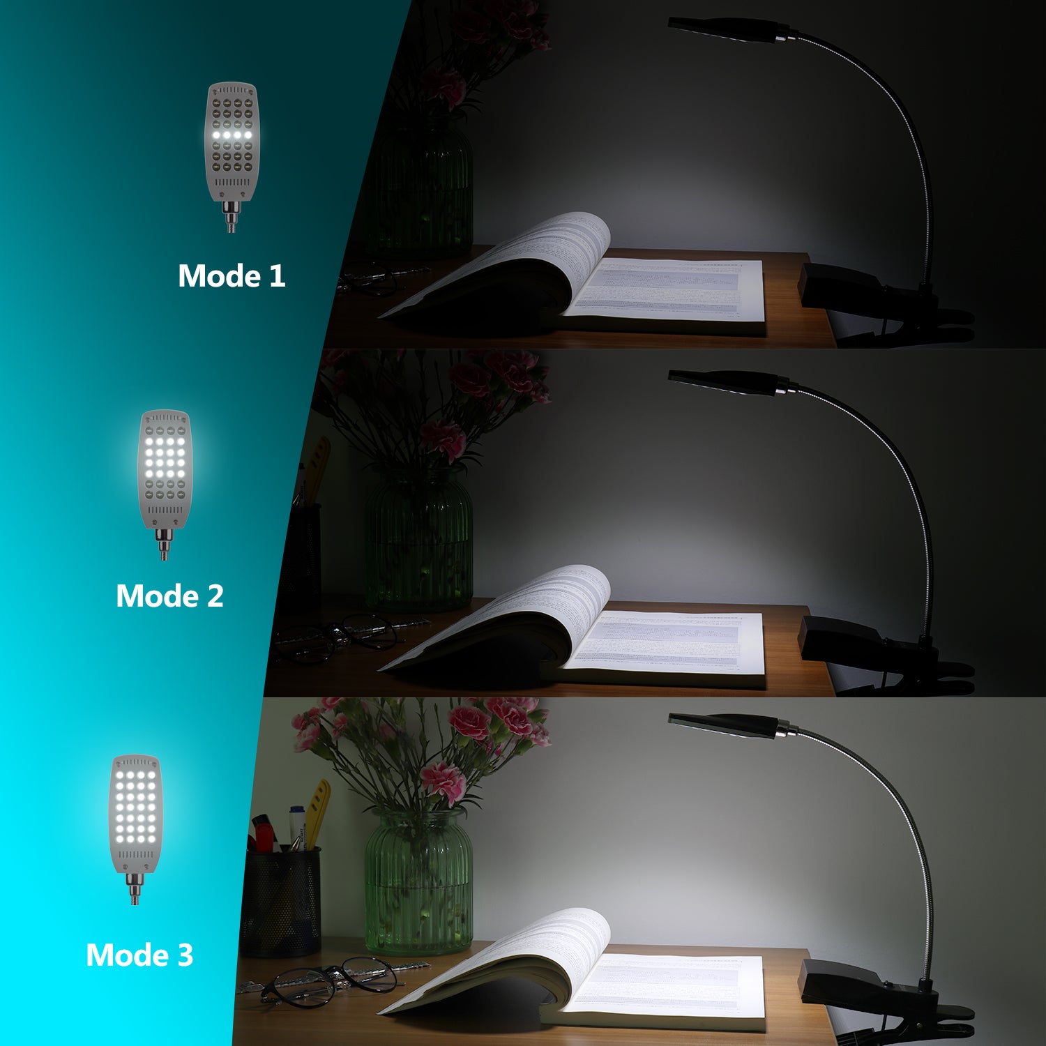 USB Clip On Desk LED Lampe Flexibler Schwanenhals Nachttisch Leselicht - ULT300