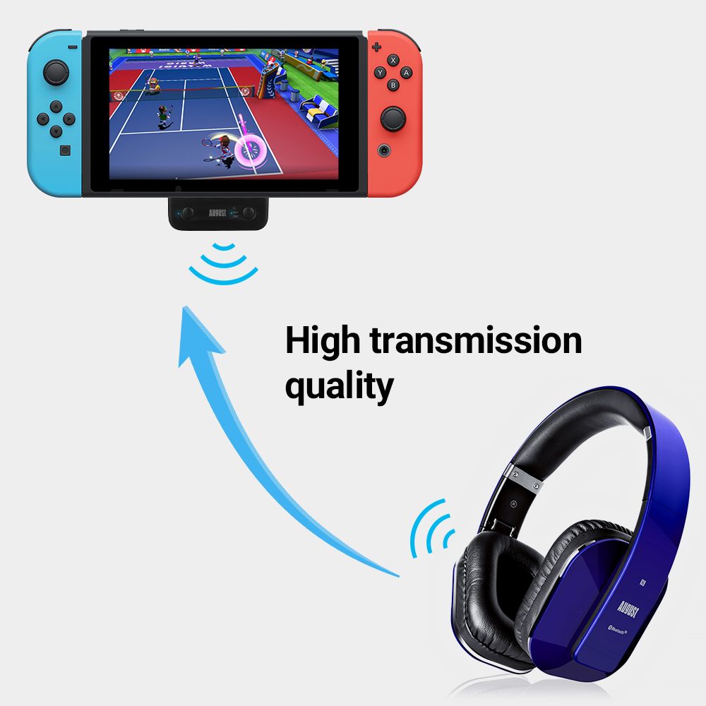 August MR410B - Bluetooth 5 Dual Audio Transmitter für Nintendo Switch / Switch Light und andere USB C und USB A Geräte - Daffodil Germany GmbH