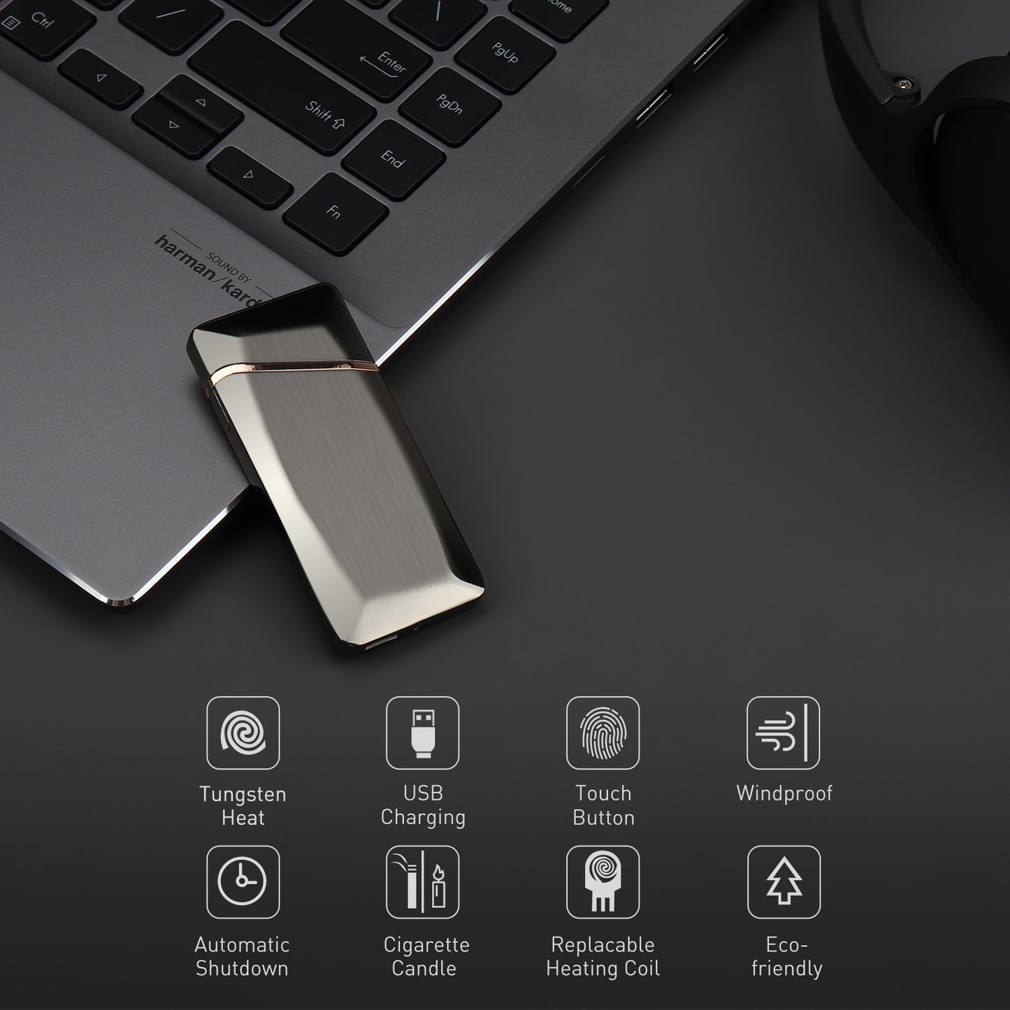 Daffodil EC225 USB-Feuerzeug, winddichtes Feuerzeug mit elektrischer Touch-Steuerung, aufladbar über USB, geeignet für Zigaretten, Kerzen oder Outdoor-Aktivitäten usw., Geschenke für Freunde und Familie - Daffodil Germany GmbH