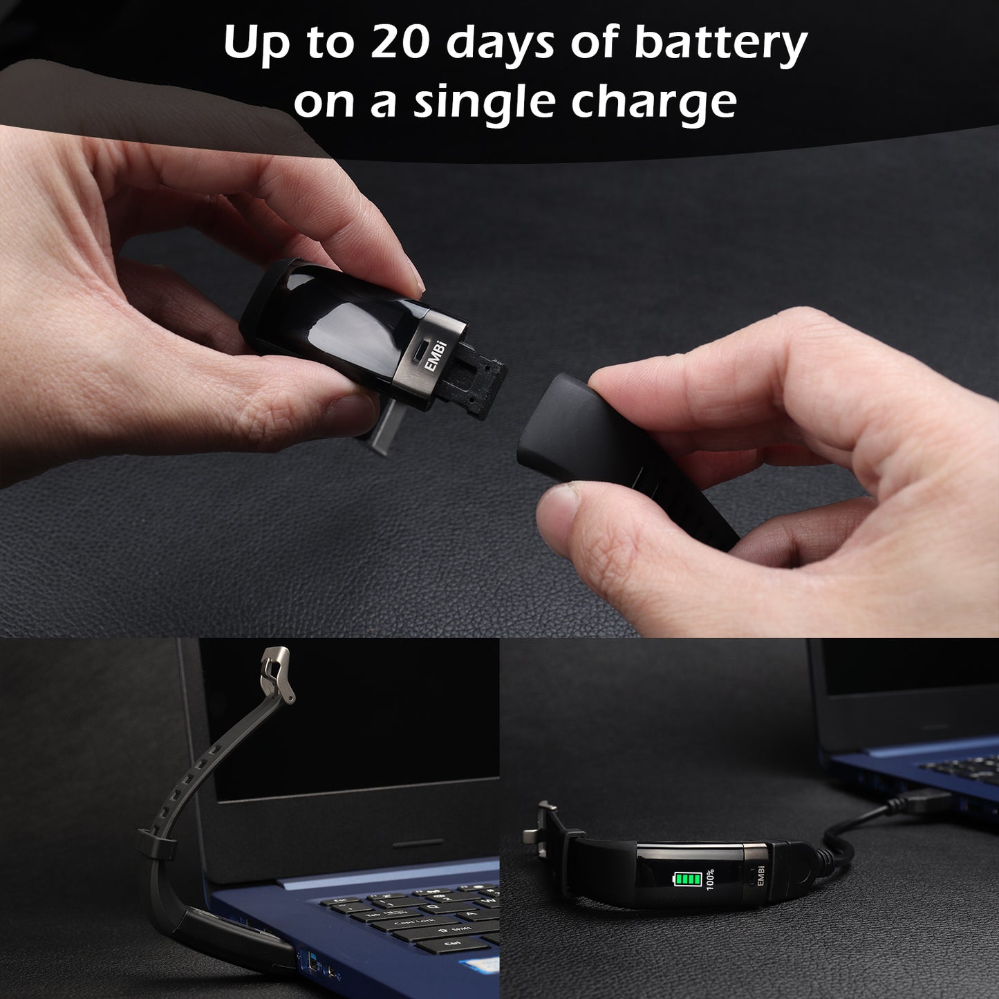 Intelligente Fitness-Tracker-Armbanduhr mit EKG, Blutdruck, Herzfrequenz und Schlafüberwachung - Audar EMBi