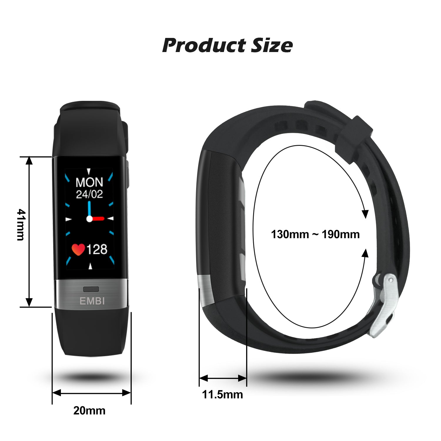 Intelligente Fitness-Tracker-Armbanduhr mit EKG, Blutdruck, Herzfrequenz und Schlafüberwachung - Audar EMBi