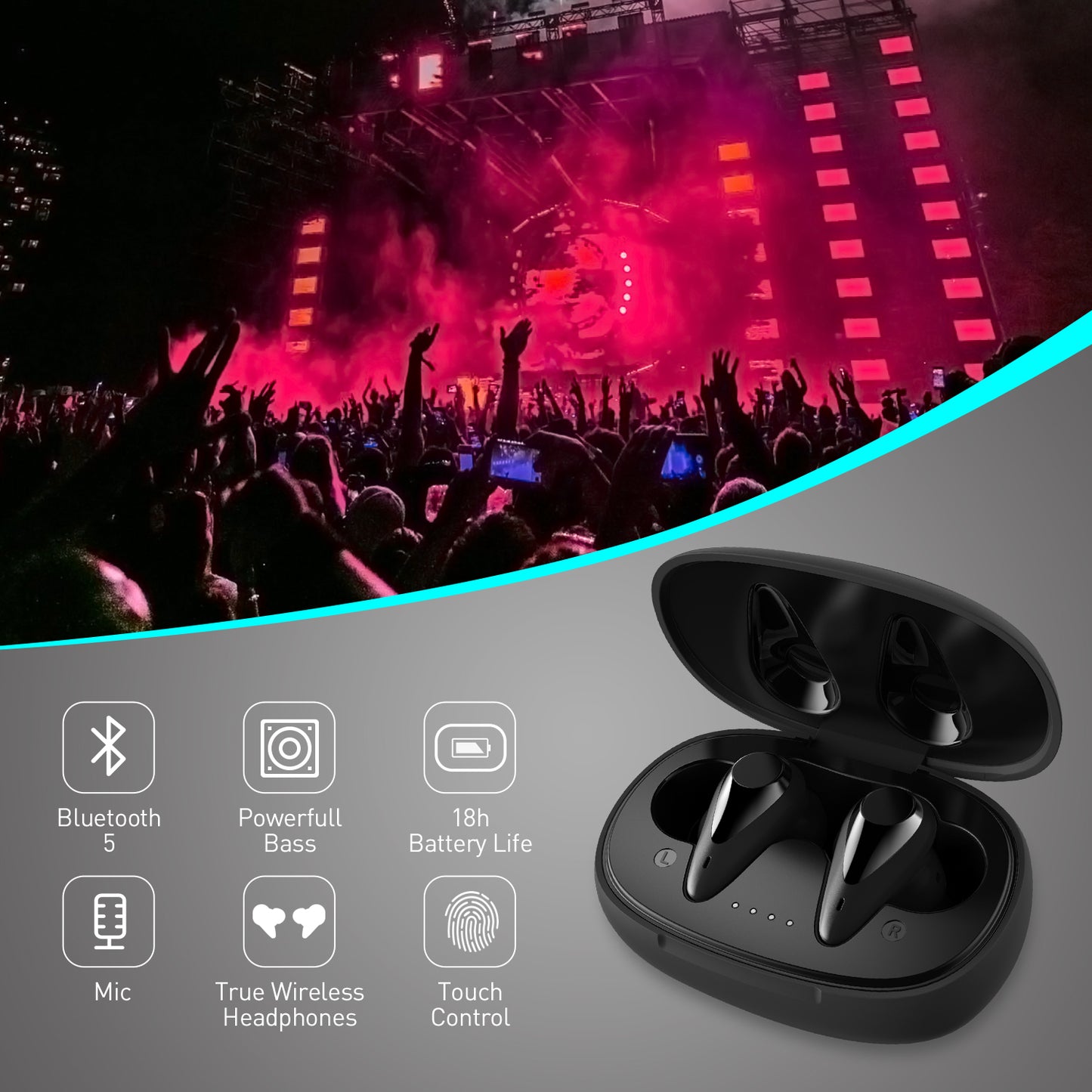 August EP810 - TWS Bluetooth 5 In-Ear Ohrhörer mit kraftvollem Bass und ergonomischer Bauform für besten Tragekomfort - Daffodil Germany GmbH