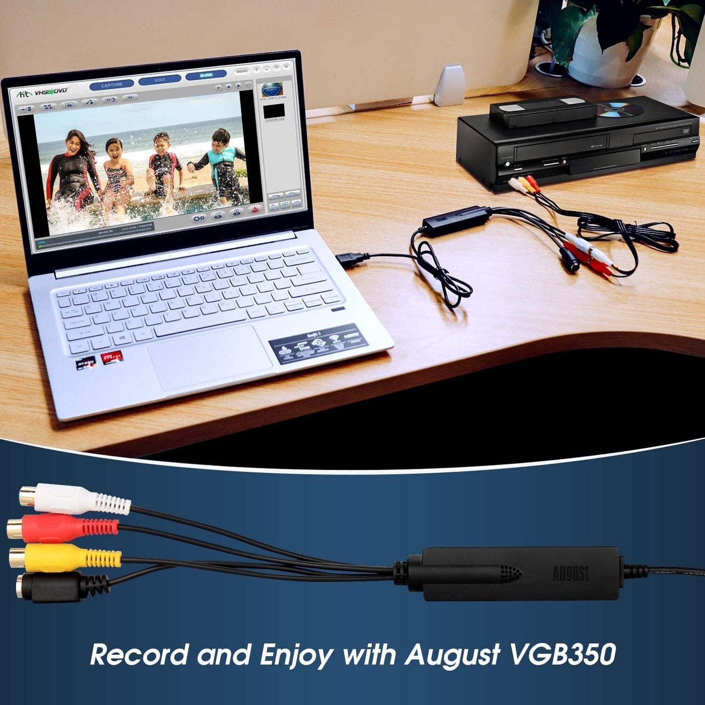 August  VGB350 - USB-Videoaufnahmekarte für VHS, Mini DVD Player, Camcorder oder Videorecorder - Daffodil Germany GmbH